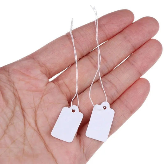 White Paper Gift Tags with String - 100 Pack