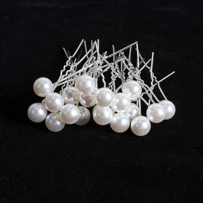 20-Piece Pearl Wedding Hair Pins - White