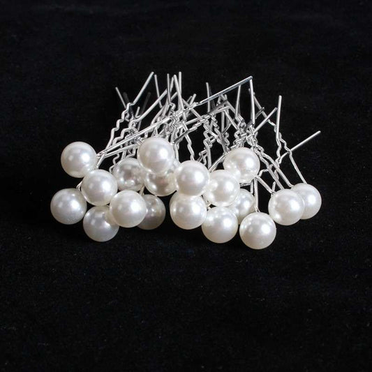 20-Piece Pearl Wedding Hair Pins - White