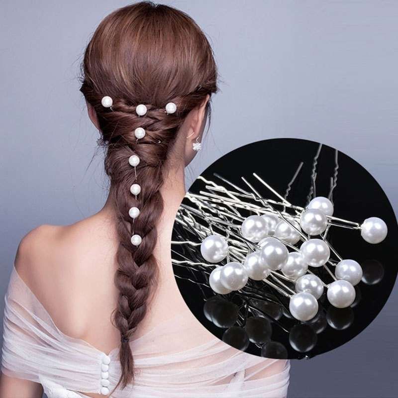 20-Piece Pearl Wedding Hair Pins - White