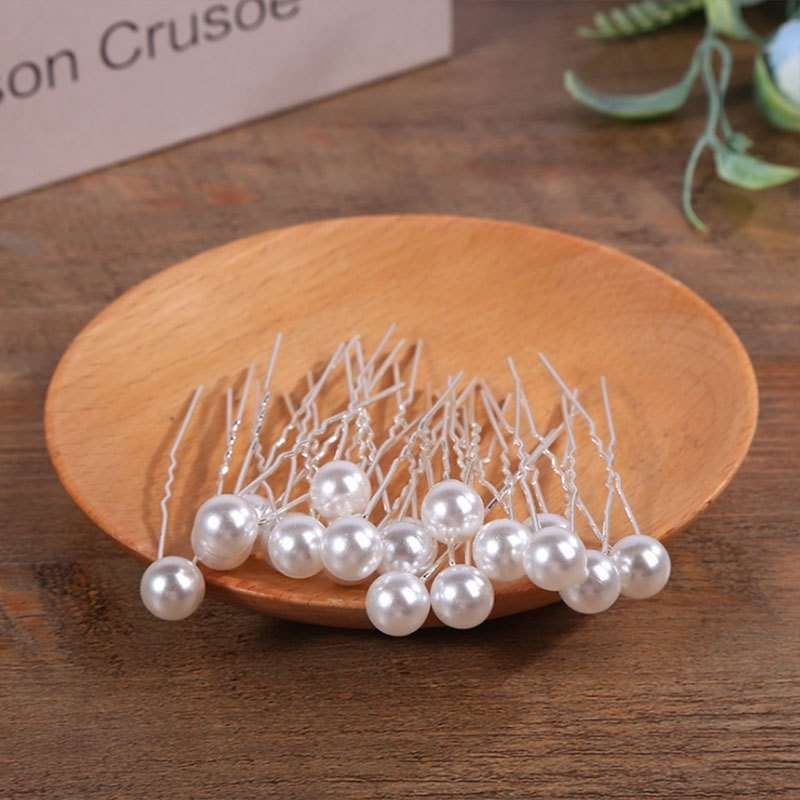 20-Piece Pearl Wedding Hair Pins - White