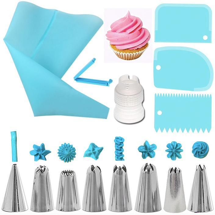 14-Piece Cake Decorating Piping Bag Set - Blue