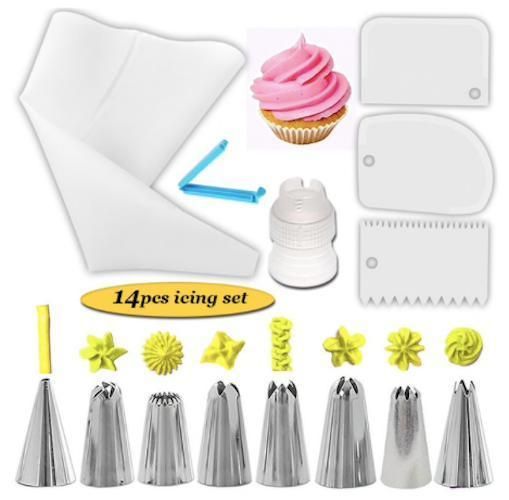 14-Piece Cake Decorating Piping Bag Set - Blue