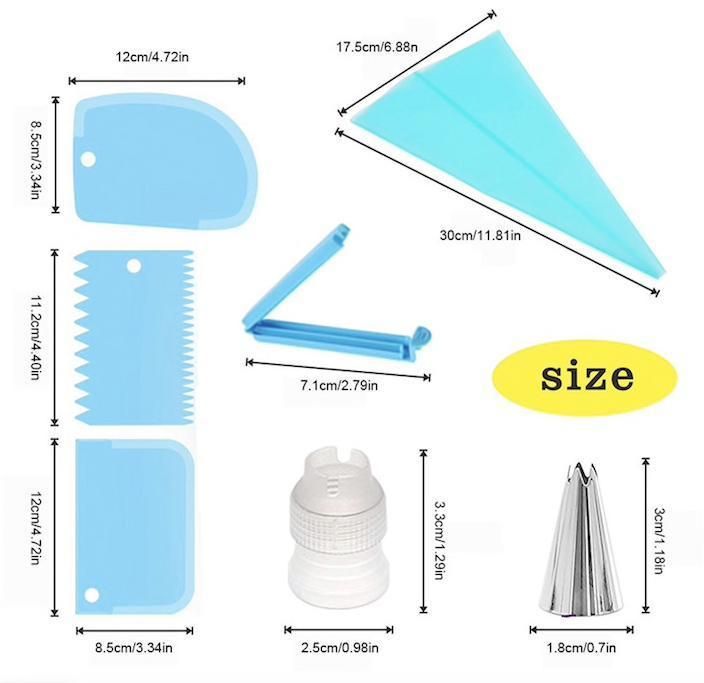 14-Piece Cake Decorating Piping Bag Set - Blue