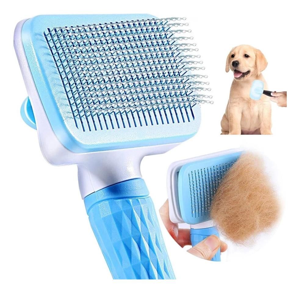 Self-Cleaning Pet Grooming Brush - Blue