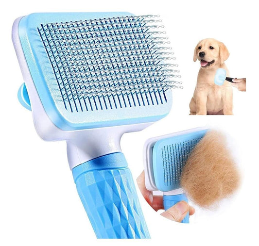 Self-Cleaning Pet Grooming Brush - Blue