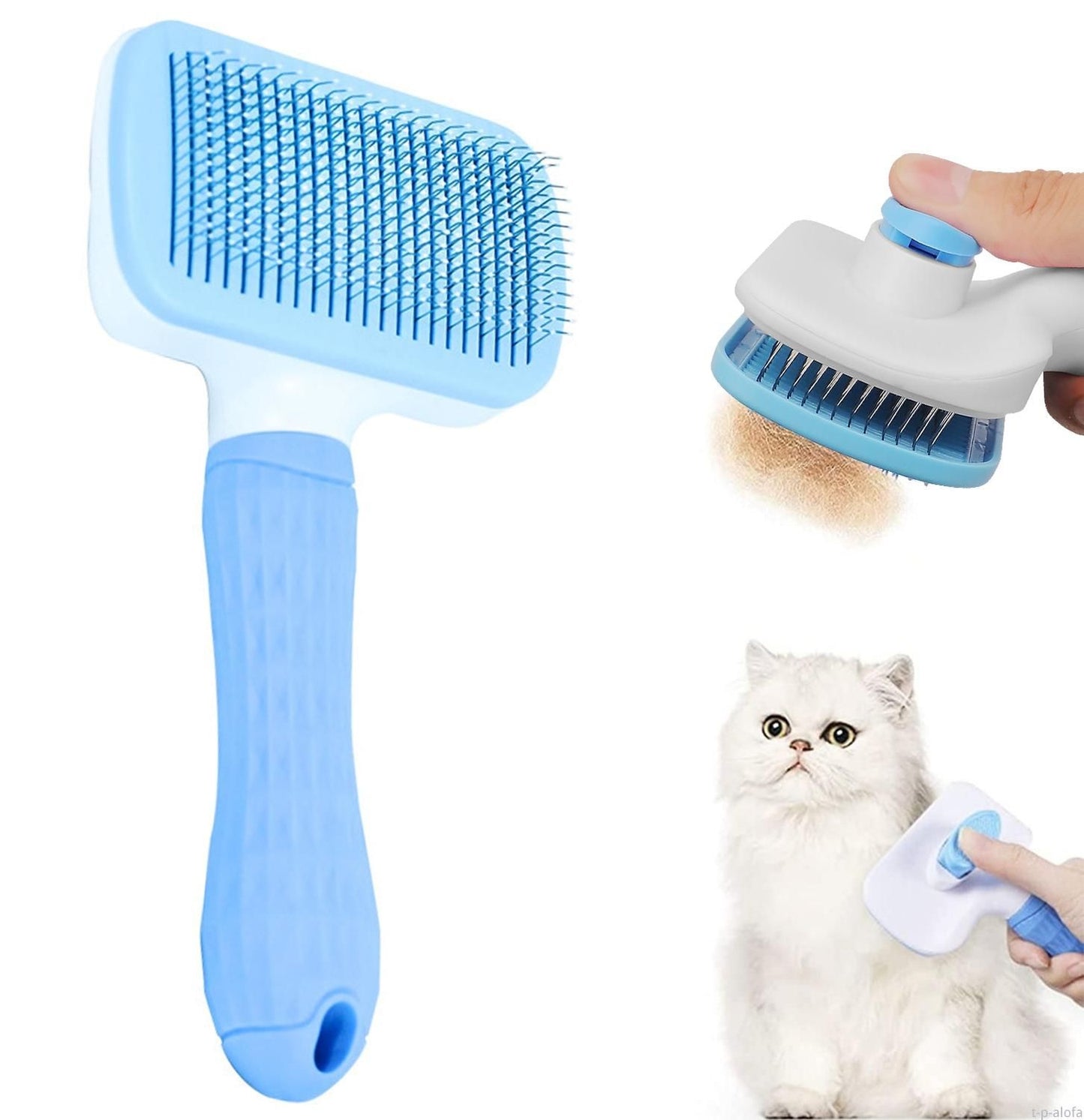 Self-Cleaning Pet Grooming Brush - Blue