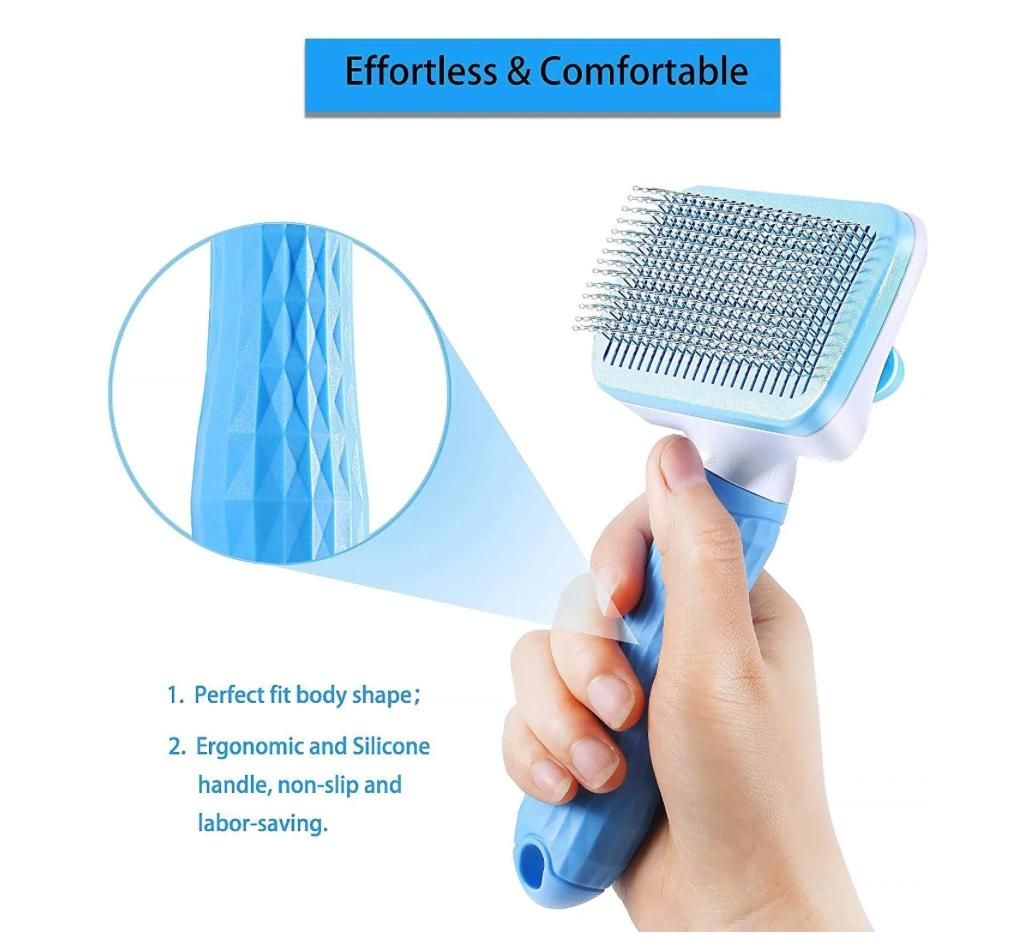 Self-Cleaning Pet Grooming Brush - Blue