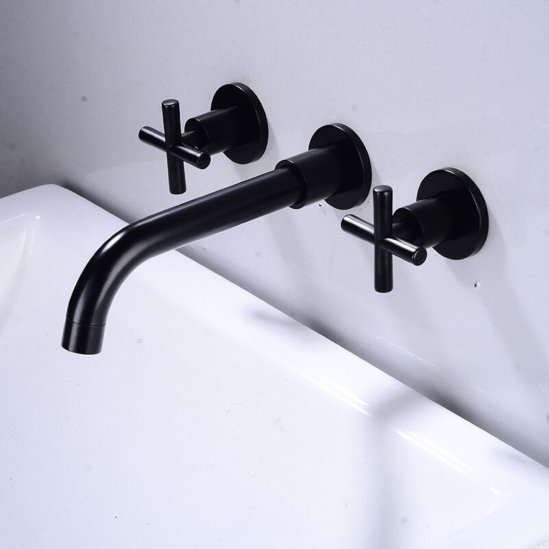 Matte Black Wall-Mounted Basin Mixer Tap