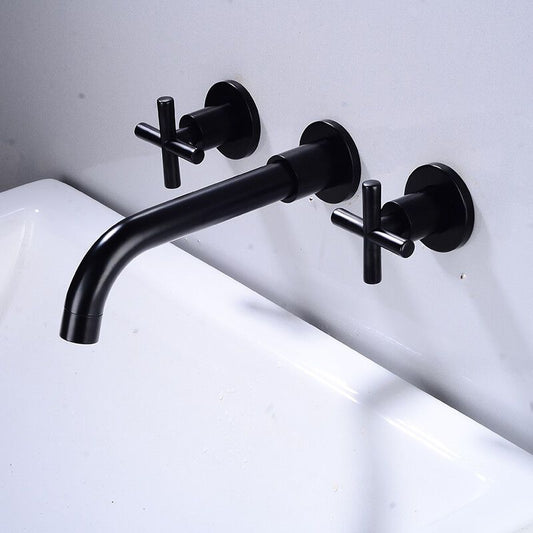 Matte Black Wall-Mounted Basin Mixer Tap