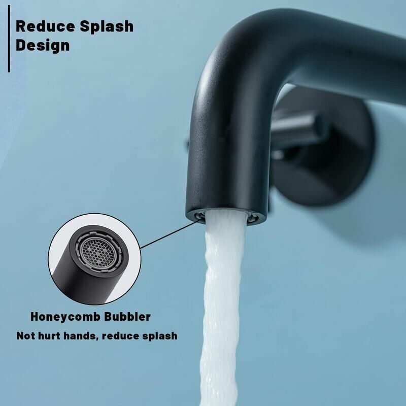Matte Black Wall-Mounted Basin Mixer Tap