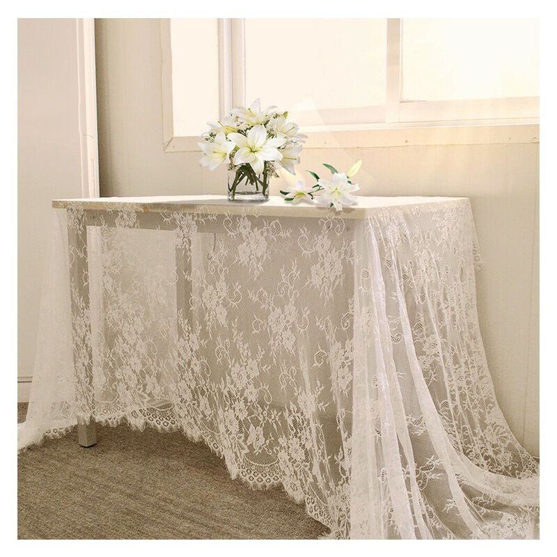 Rectangular White Lace Tablecloth - 150 x 300cm