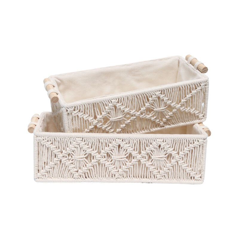 2-Pack Cotton Rope Storage Baskets - 30 x 14 x 10cm