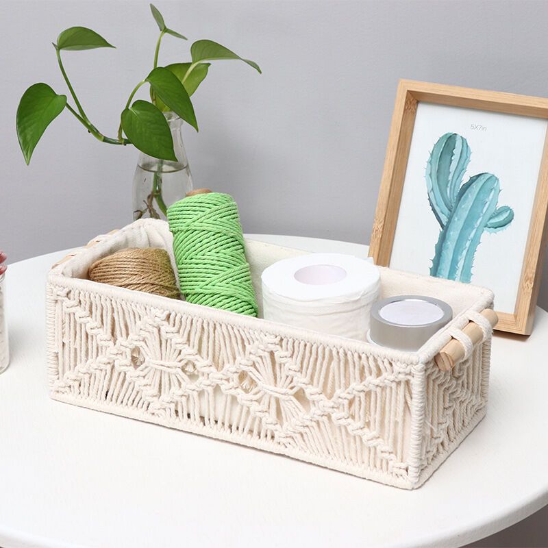 2-Pack Cotton Rope Storage Baskets - 30 x 14 x 10cm
