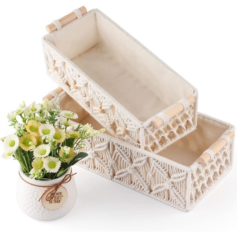 2-Pack Cotton Rope Storage Baskets - 30 x 14 x 10cm