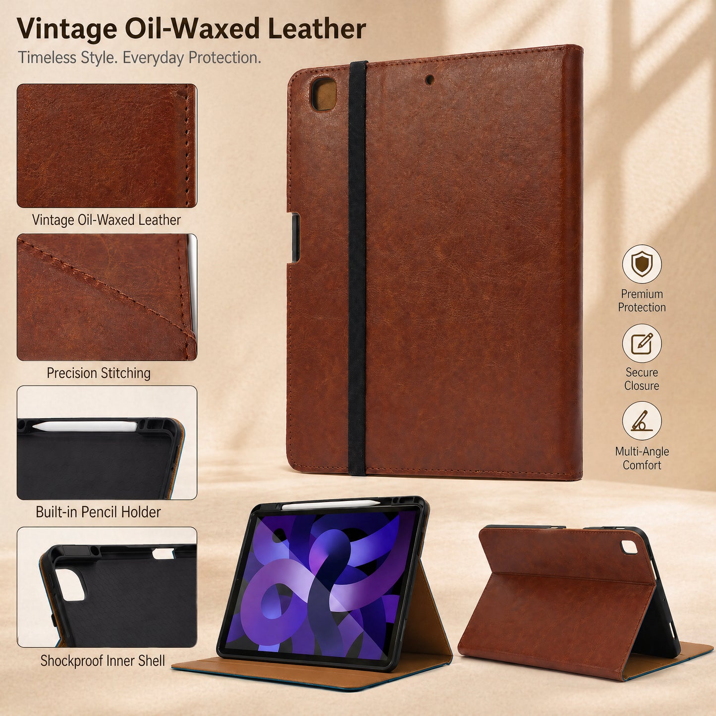 SENYOSON iPad Pro 13in Folio Case - Black