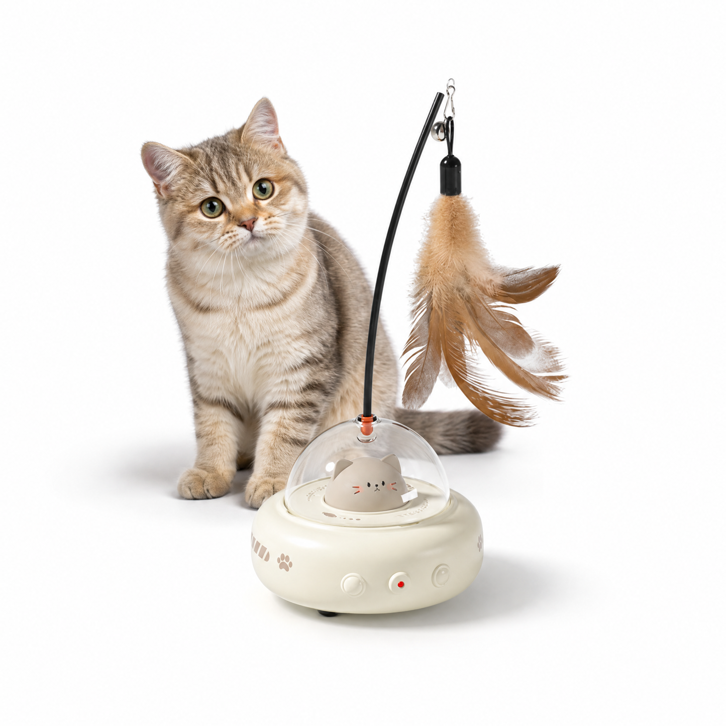 Rechargeable Smart Cat Teaser Toy with Feather Wand