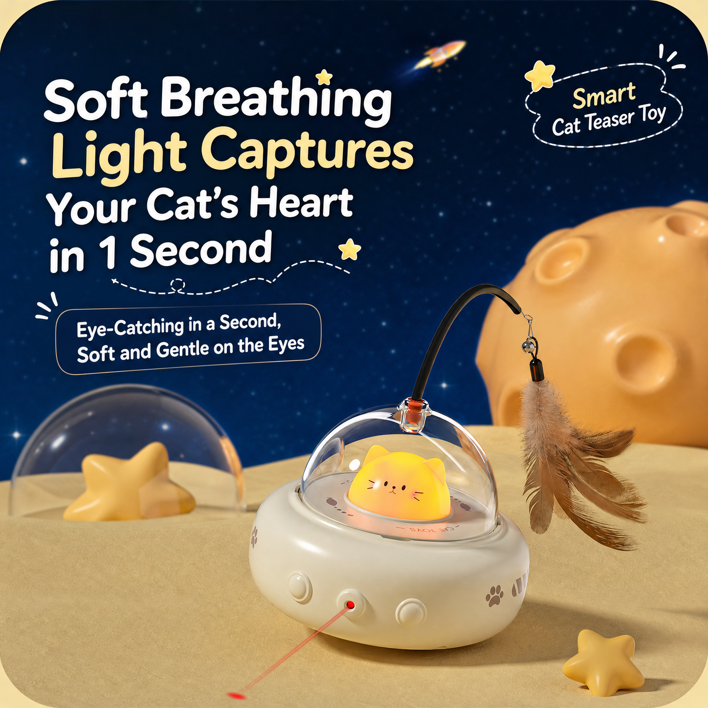 Rechargeable Smart Cat Teaser Toy with Feather Wand