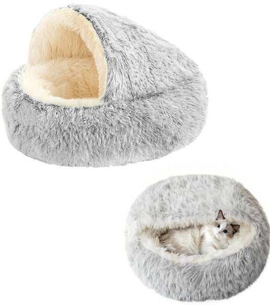 Cave Cat Bed - 40cm - Grey White