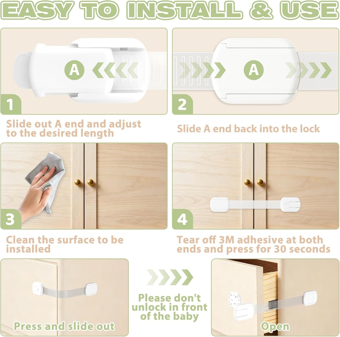 Child Safety Cabinet Locks - 8 Pack