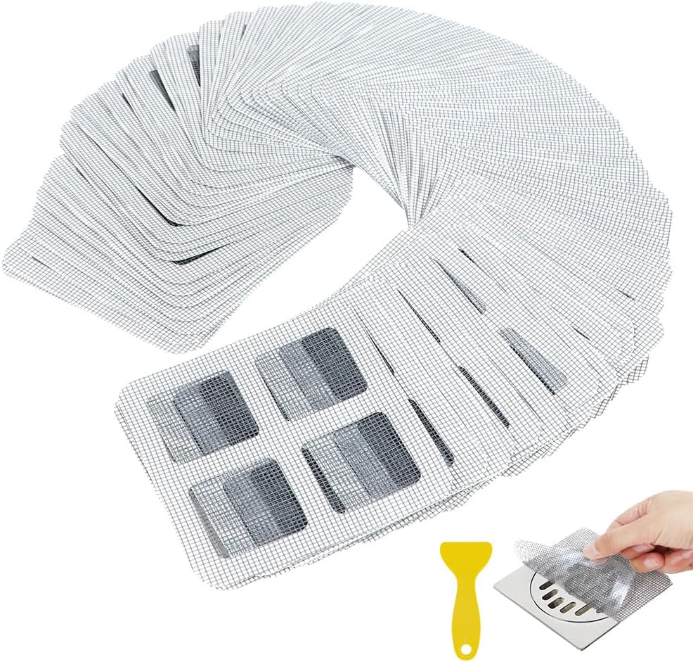 80PCS 4"x4" Disposable Hair Drain Stickers, Anti-Blocking Filter Screen Self