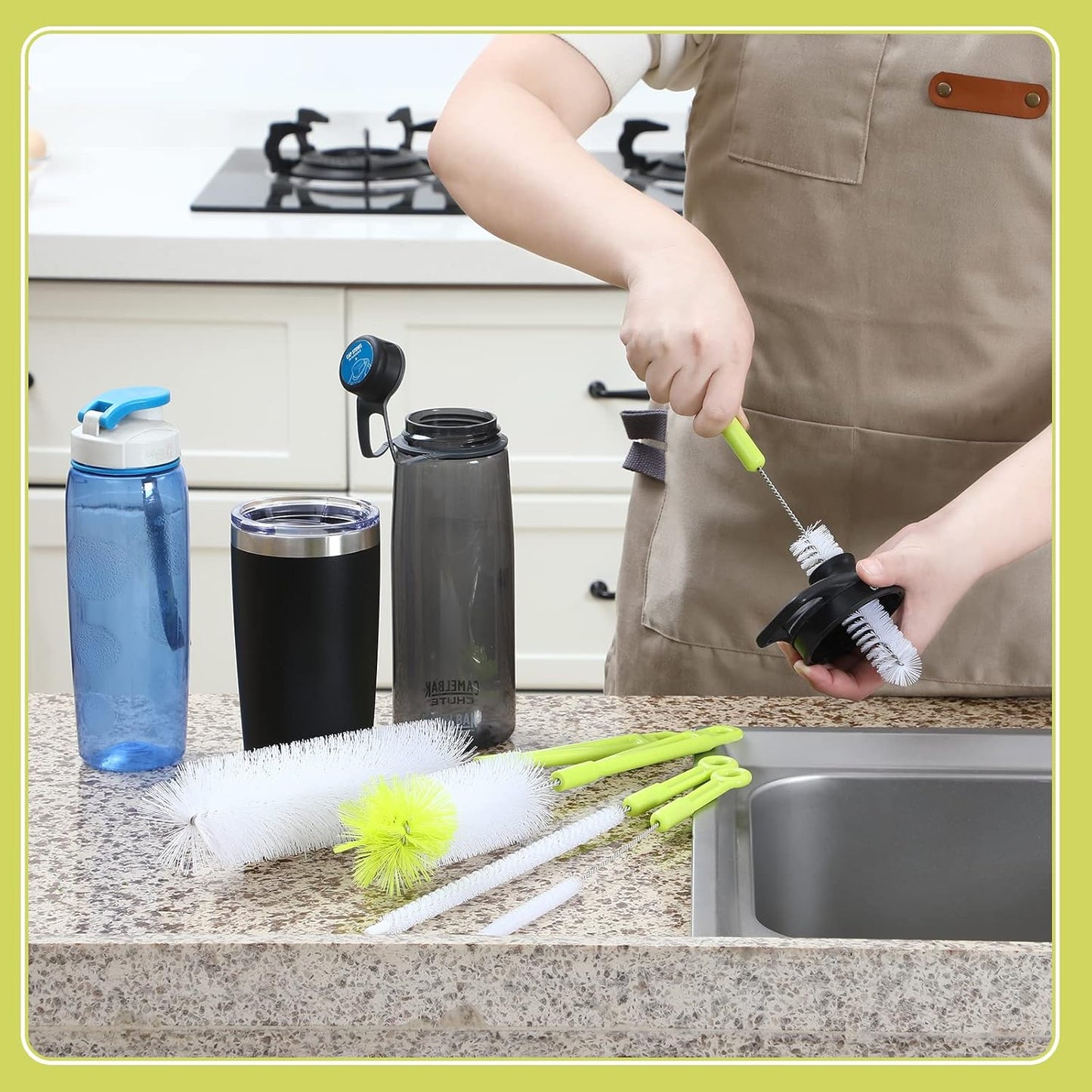 Bottle Cleaning Brush Set - Long Handle Bottle Cleaner for Washing