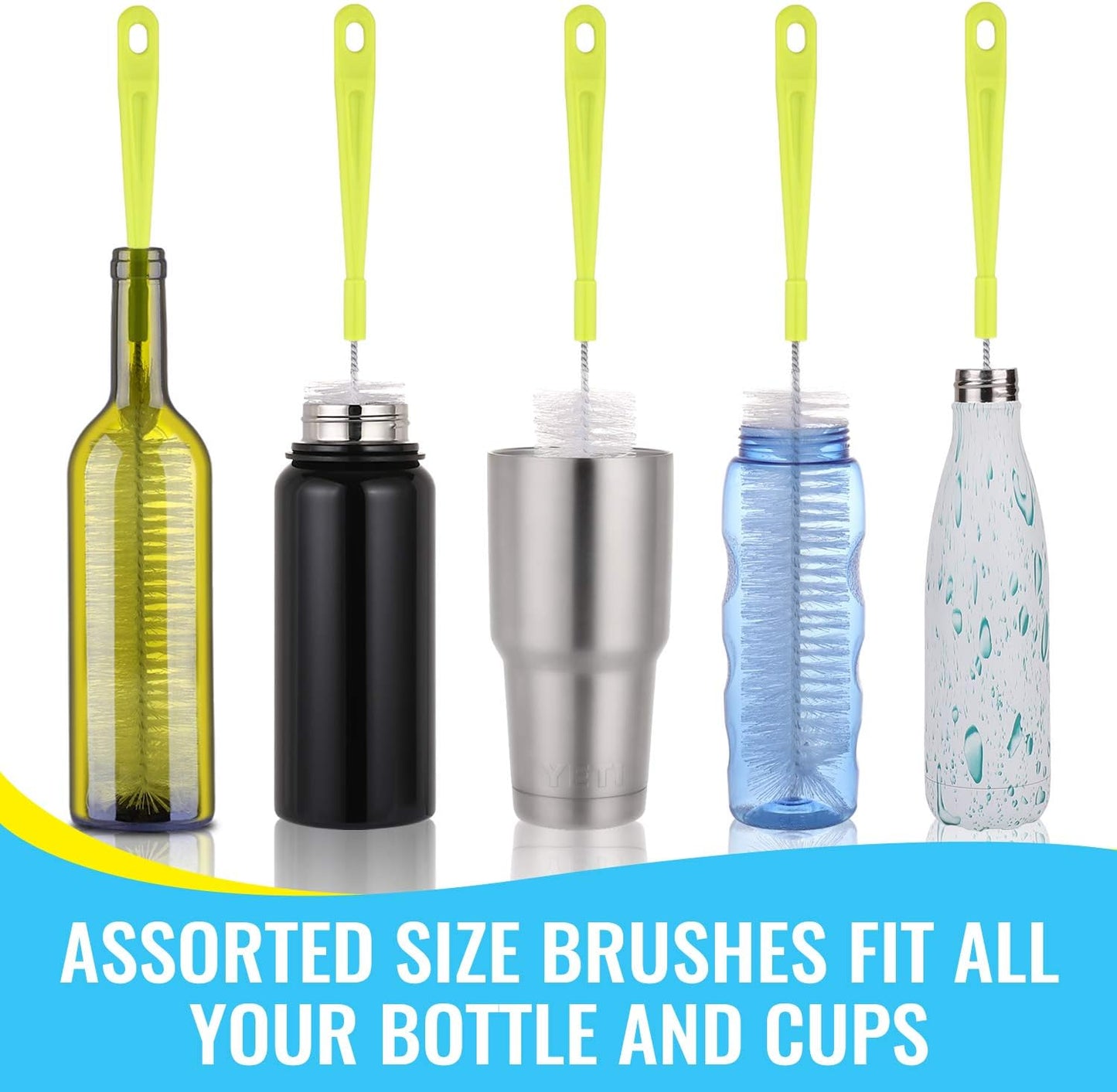 Bottle Cleaning Brush Set - Long Handle Bottle Cleaner for Washing