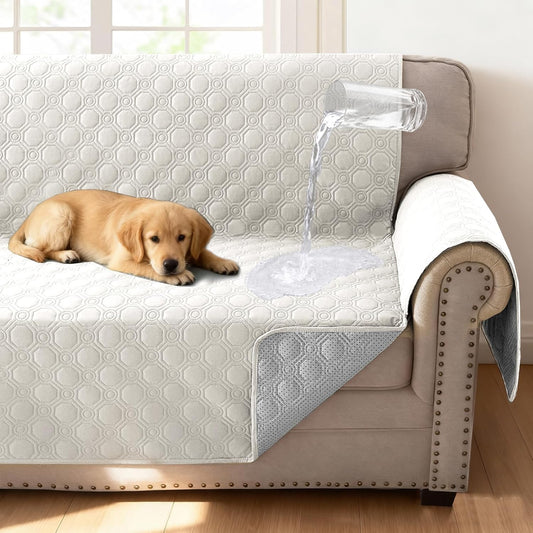 100% Waterproof Couch Cover for 3 Cushion Sofa Washable Pet Friendly