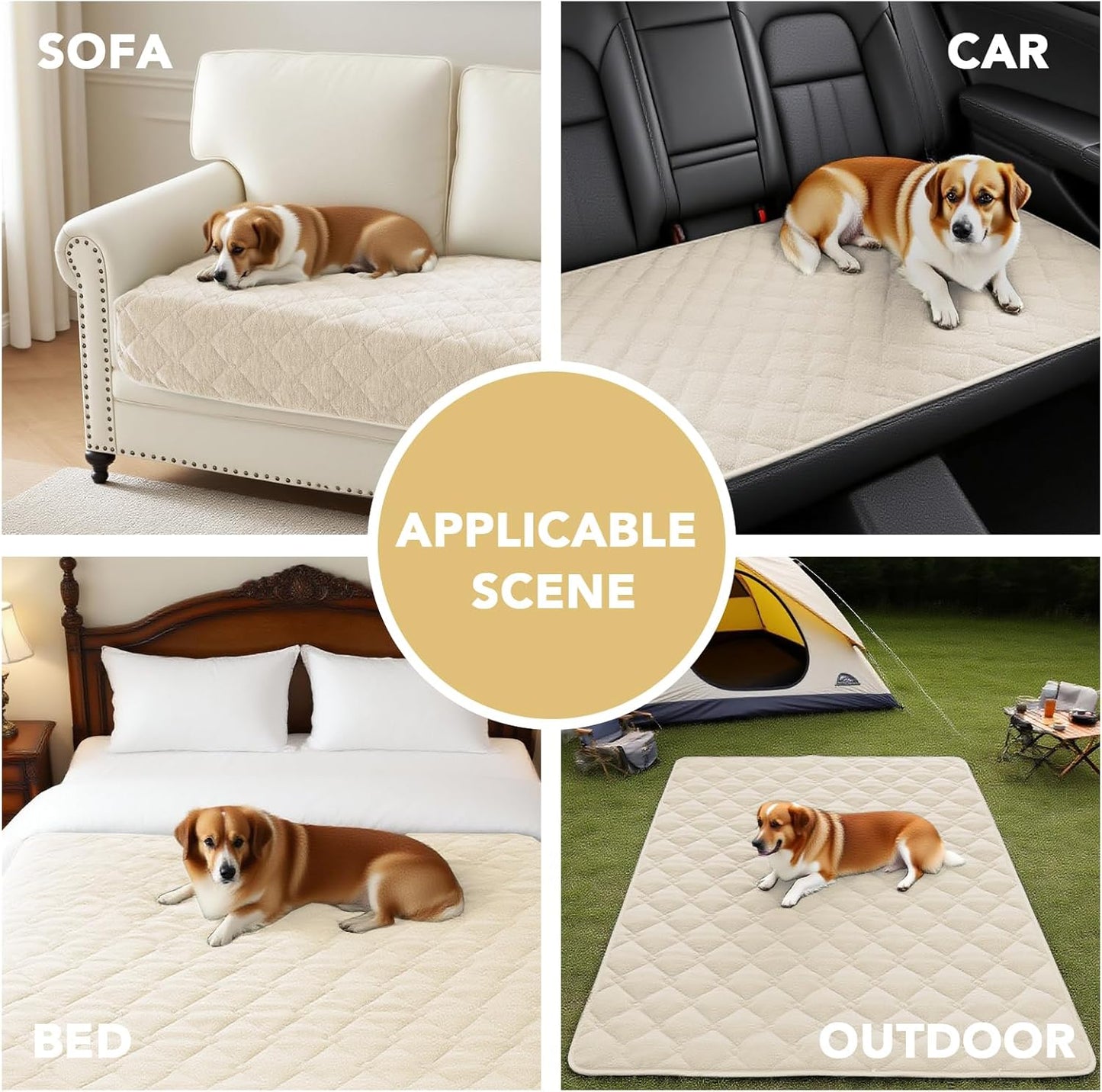 Couch Cover Chenille Pet Fuzzy Sofa Covers for 3 Cushion Anti Slip Washable Slipcovers with Strap Soft Protector Dogs Cats Kids(36" x 82", Ivory) Ivory 36" 82"