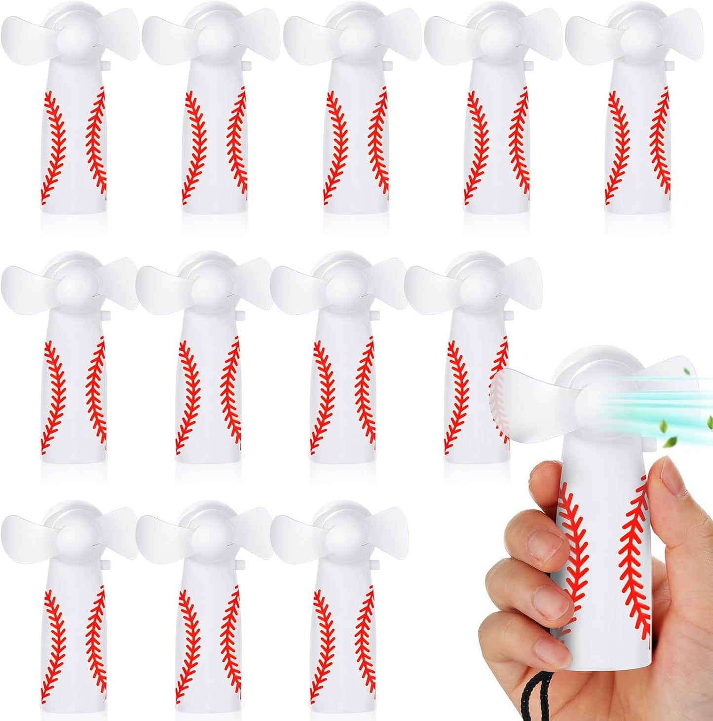 12 Pcs Baseball Team Gifts Mini Electric Portable Fan Bulk with Lanyards Powerful