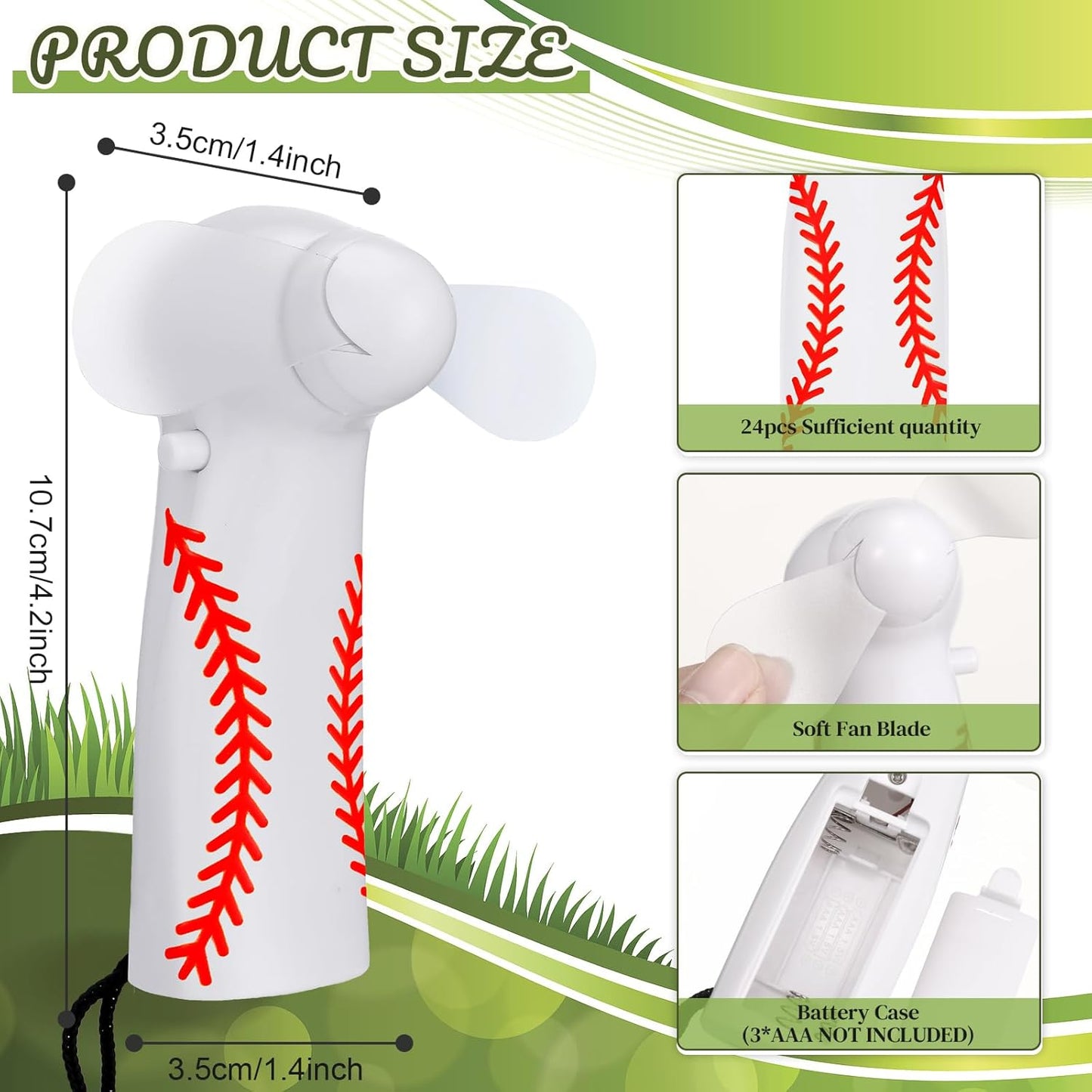 12 Pcs Baseball Team Gifts Mini Electric Portable Fan Bulk with Lanyards Powerful
