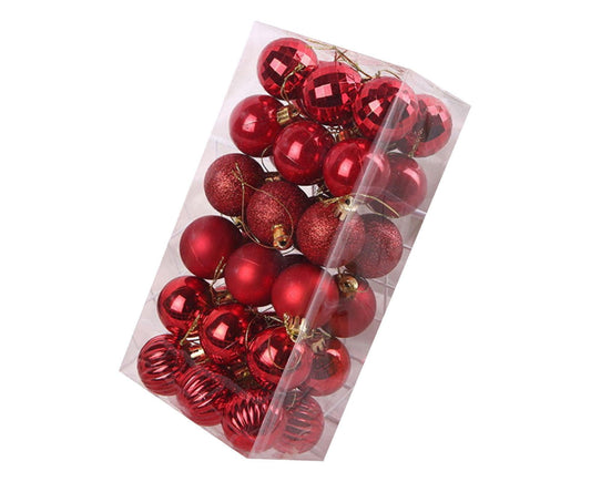 36-Piece Red Christmas Tree Baubles