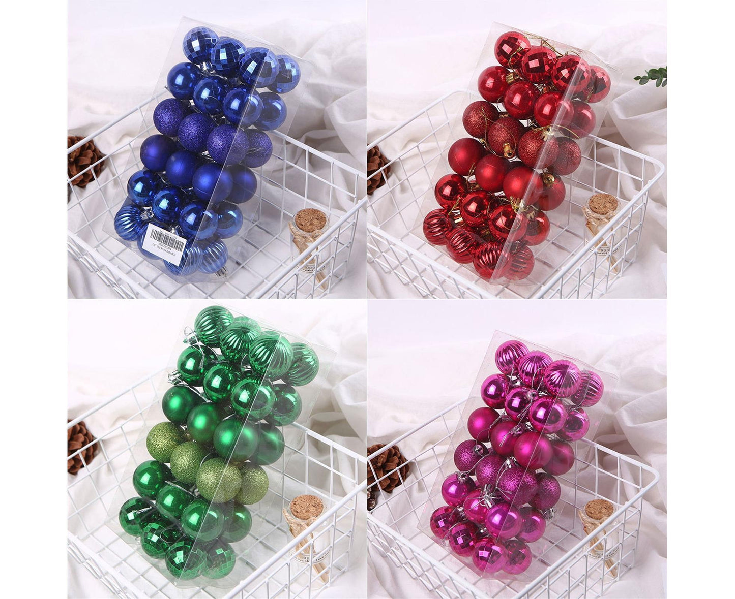 36Pcs Christmas Tree Balls Festival Home Party Mall Xmas Hanging Decor Ornament-Red