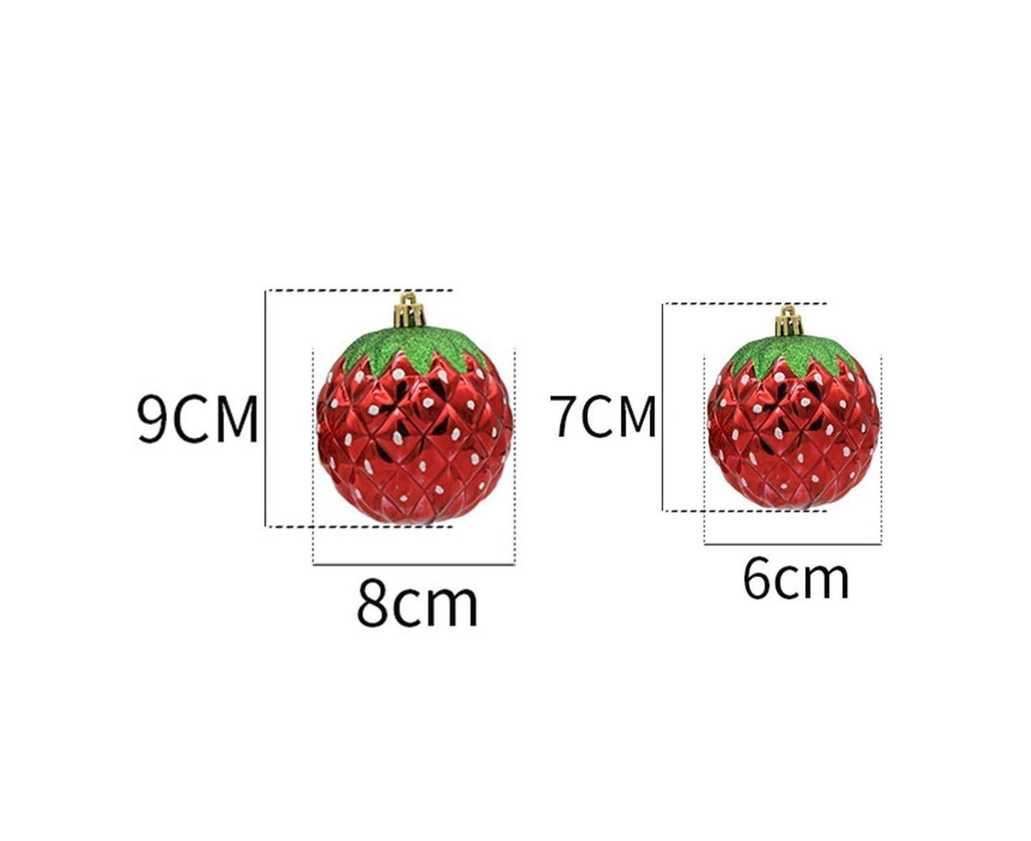 6Pcs Strawberry Ball Pendants-8 cm