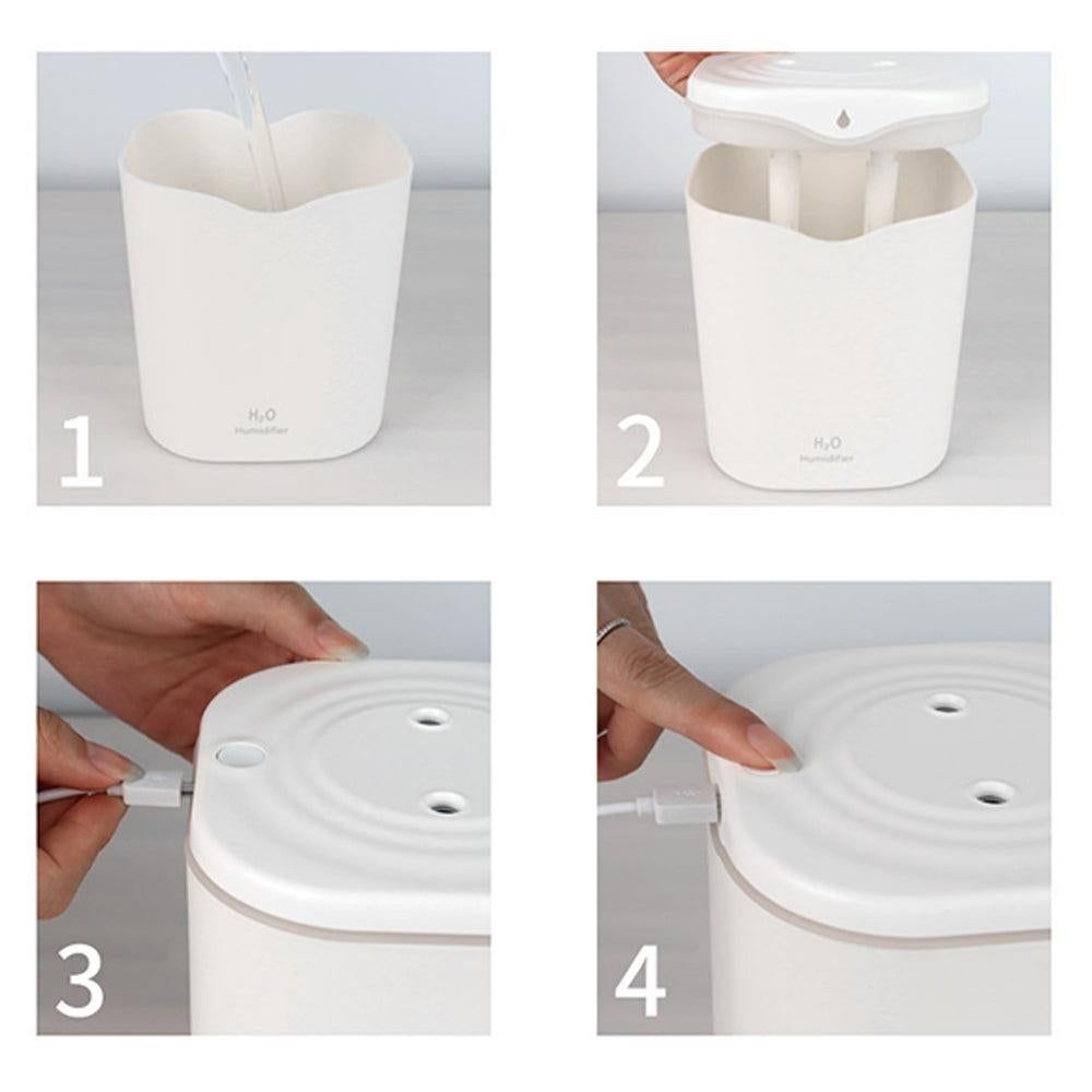 2L USB Double Spray Humidifier - White