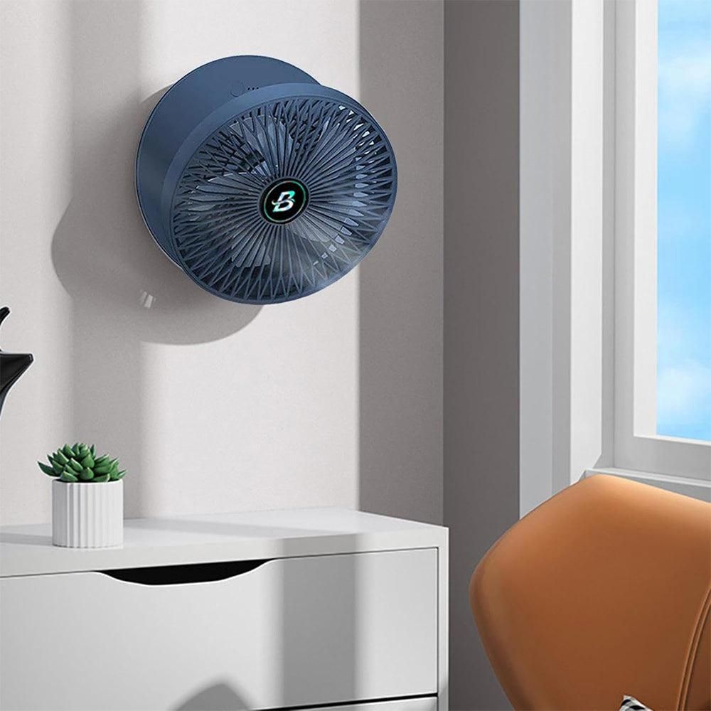 Wall-Mount Rechargeable Fan - Blue