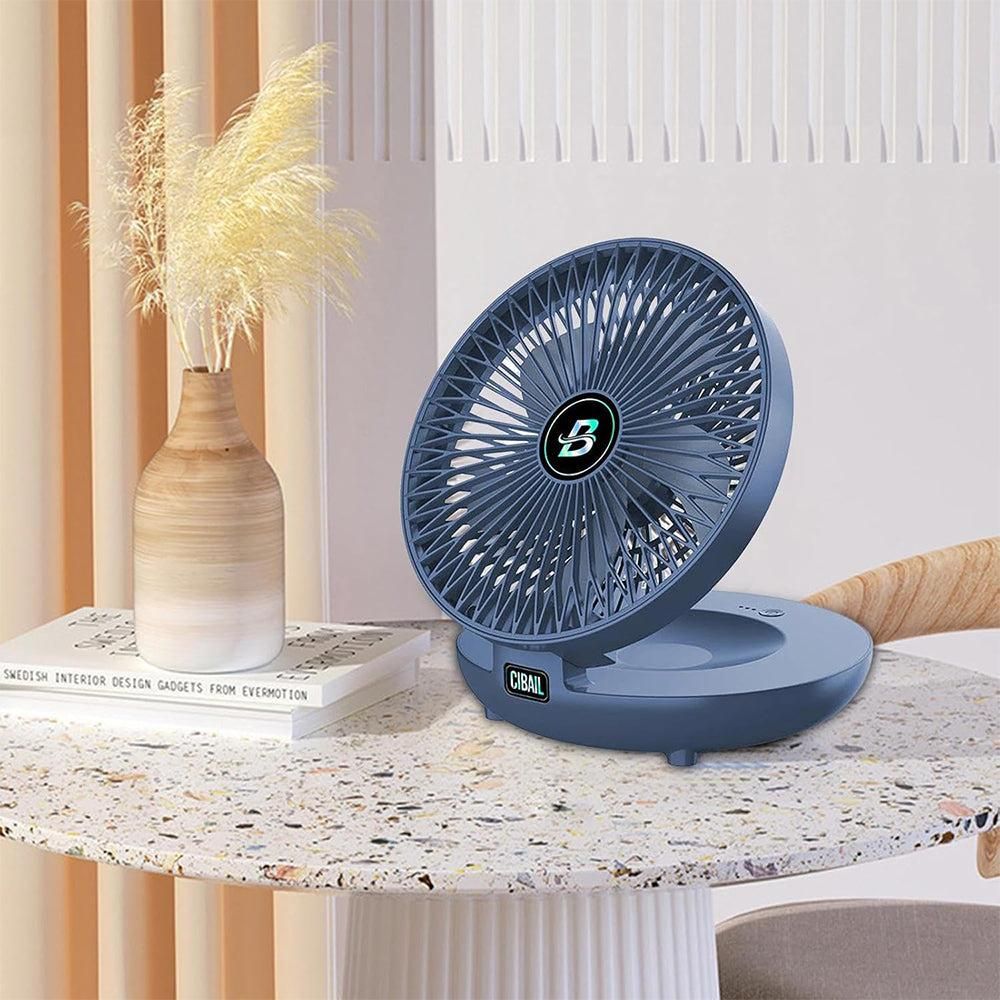 Wall-Mount Rechargeable Fan - Blue