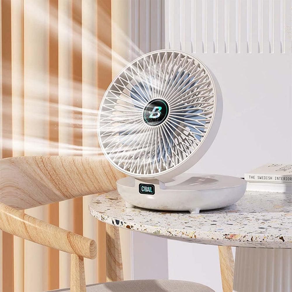Wall-Mount Rechargeable Fan - White