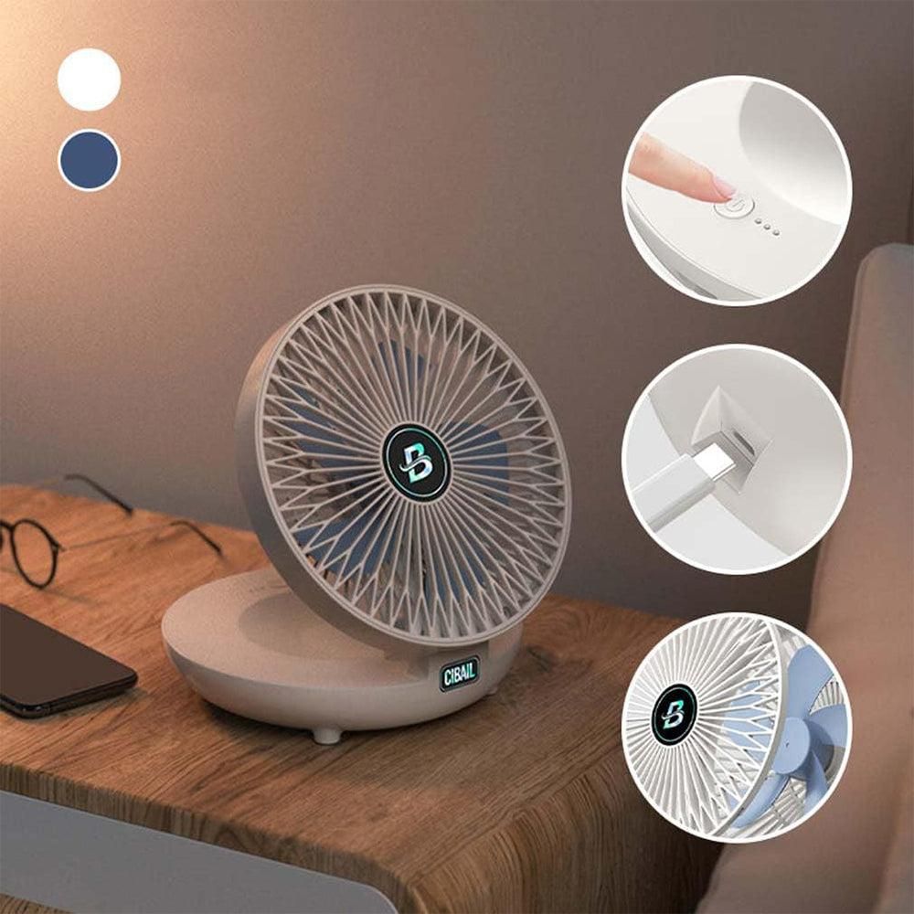 Wall-Mount Rechargeable Fan - White