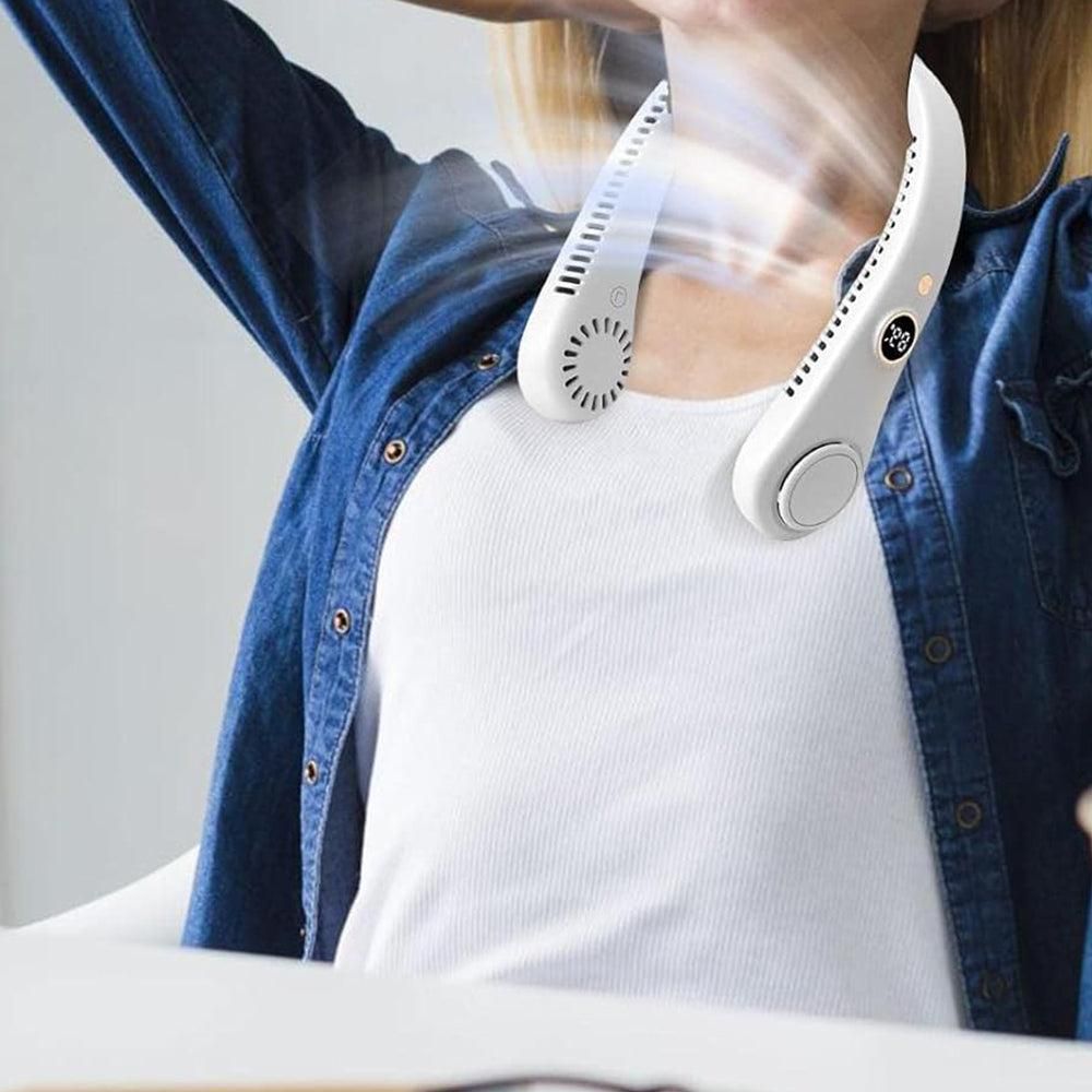 Wearable Bladeless Neck Fan - White