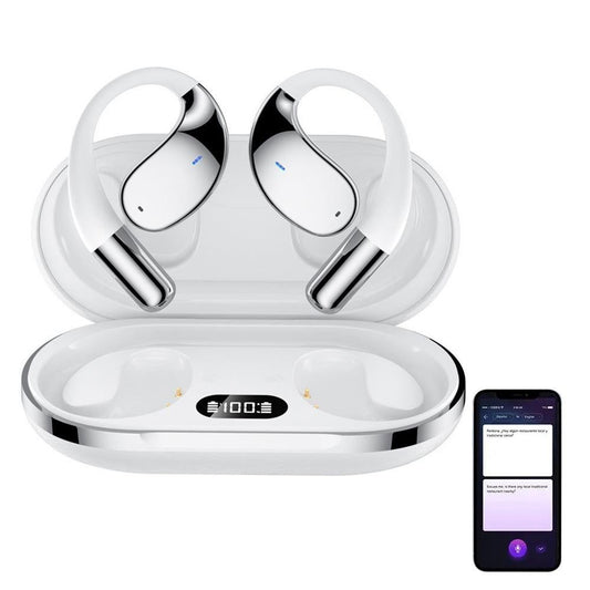 White AI Translator Earbuds