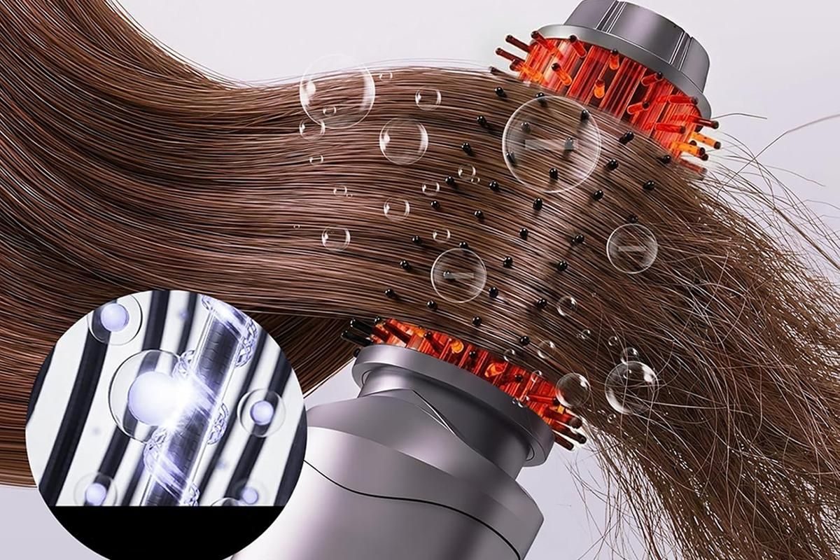 Cordless Hair Straightener Brush - Grey