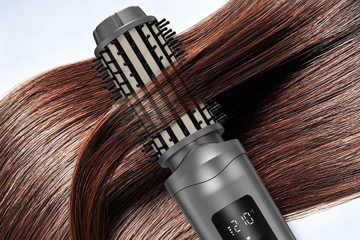 Cordless Hair Straightener Brush - Grey