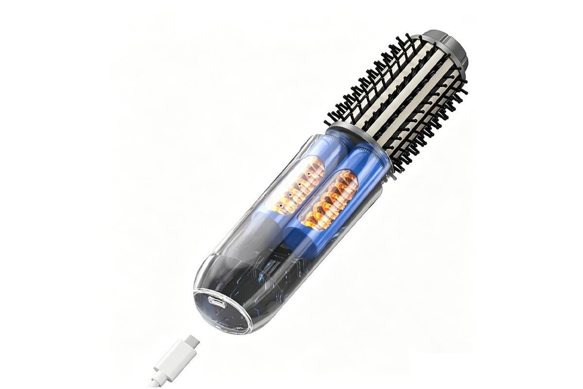 Cordless Hair Straightener Brush - Grey