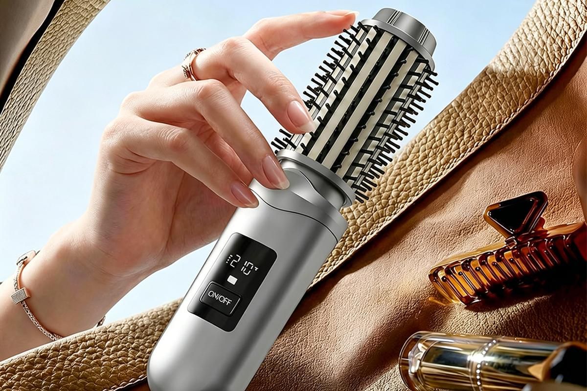 Cordless Hair Straightener Brush - Grey