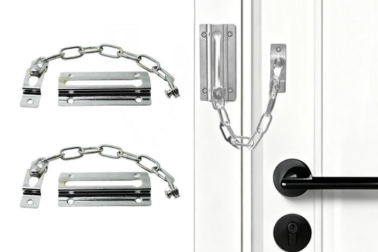Door Security Chain Locks 2 Pack - Silver