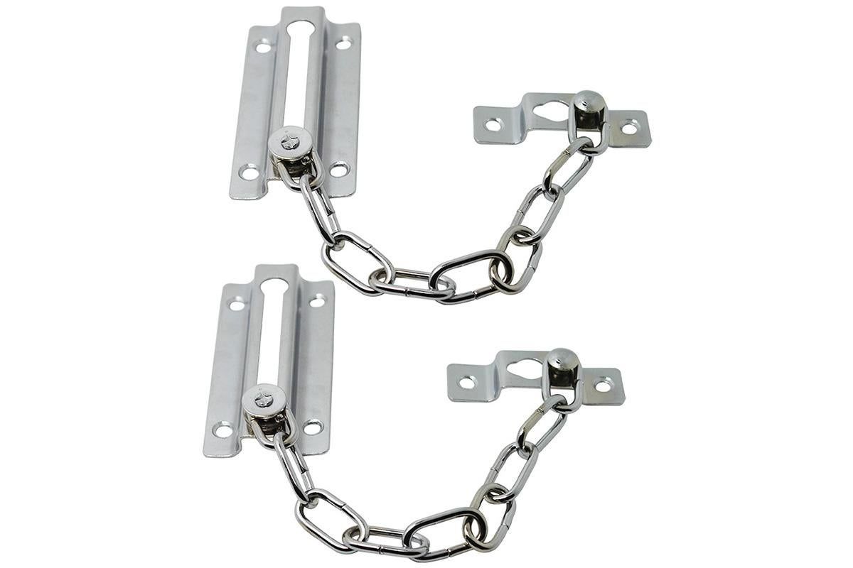 Door Security Chain Locks 2 Pack - Silver