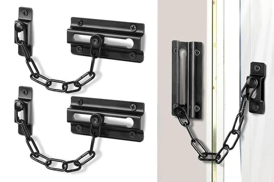 Door Security Chain Locks 2 Pack - Black