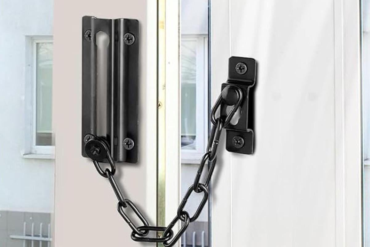 Door Security Chain Locks 2 Pack - Black