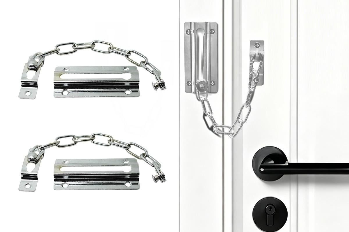 Door Security Chain Locks 2 Pack - Black
